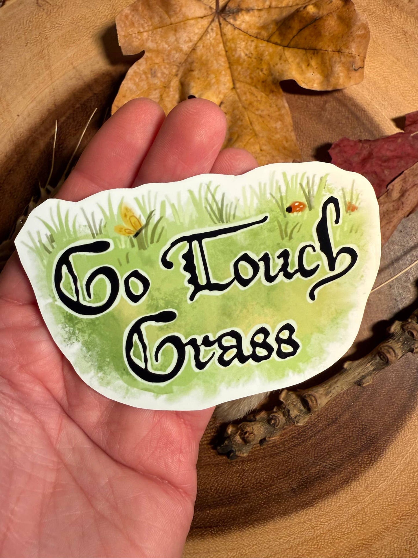 Go Touch Grass - Funny Sticker Medieval Vibes