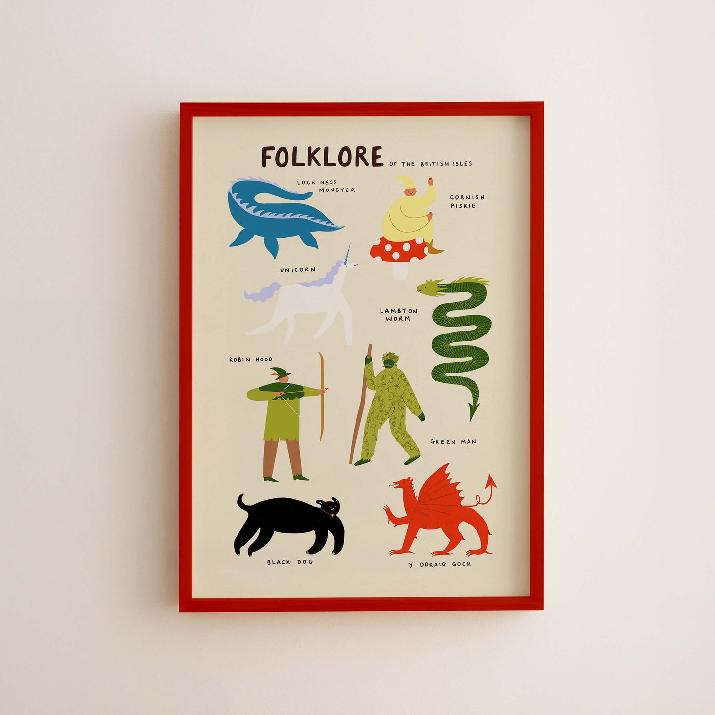 British Isles Folklore Creatures Art Print | Myths | Legends: A3