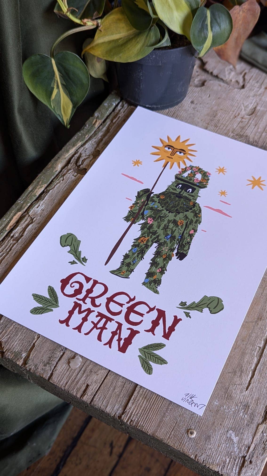 Green man print 