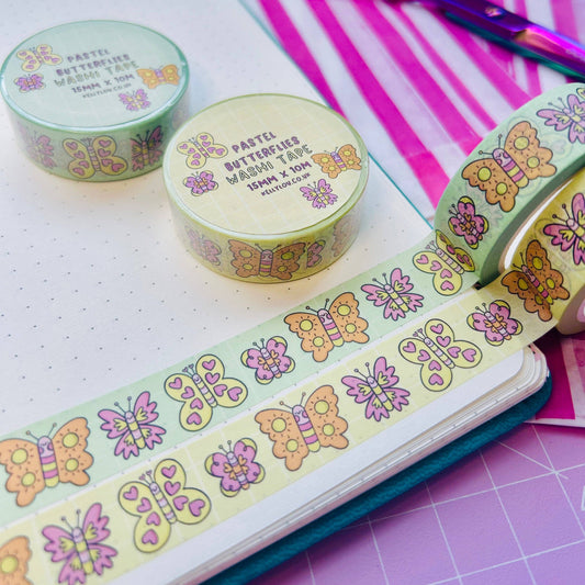 Spring Butterflies - Vertical Washi Tape: Pastel Yellow