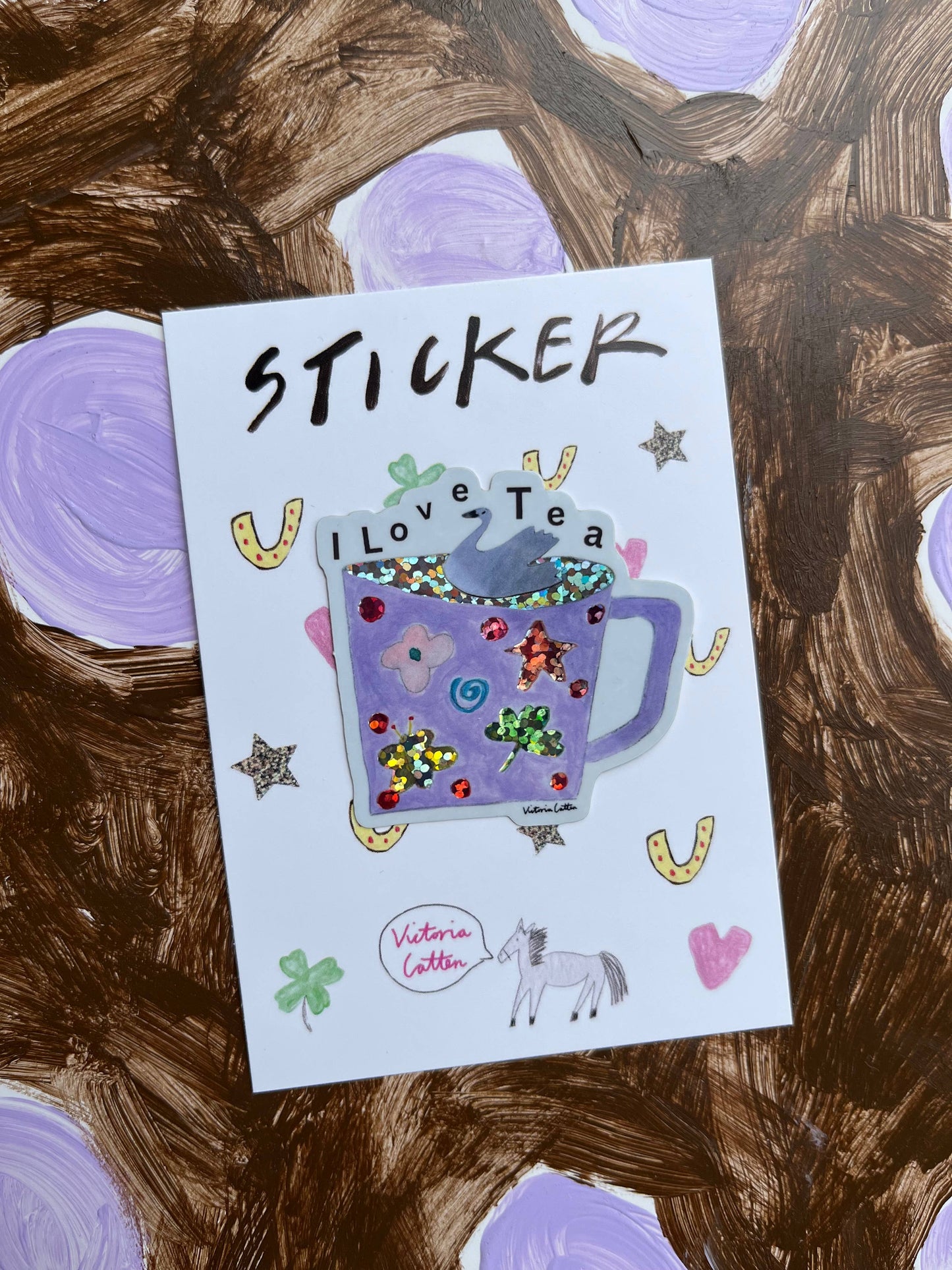 I love tea swan sticker 