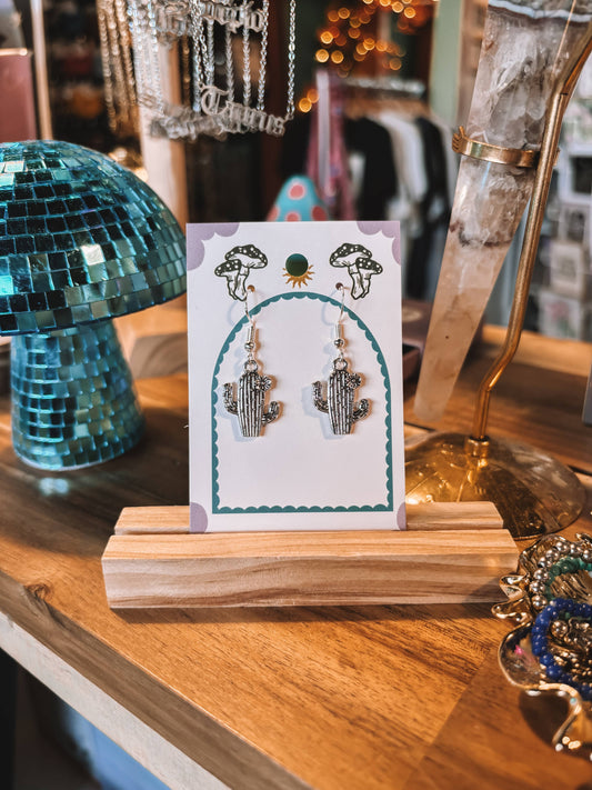 Cactus Earrings: Silver