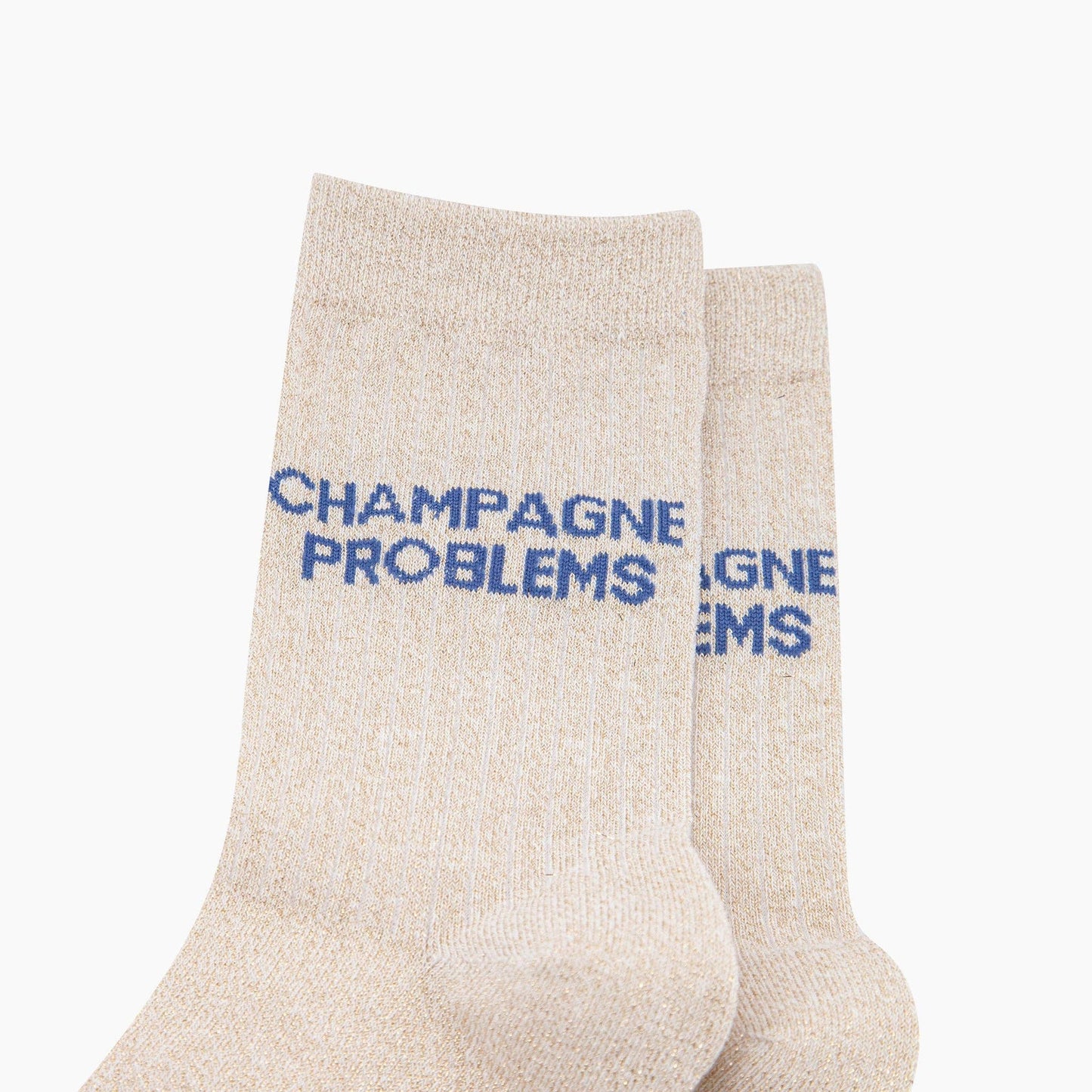 Champagne Problems Combed Cotton Glitter Socks in Cream: UK 3-7 | EU 36-40 | US 5-9