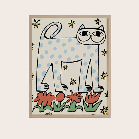 A3 Star Garden Cat Art Print