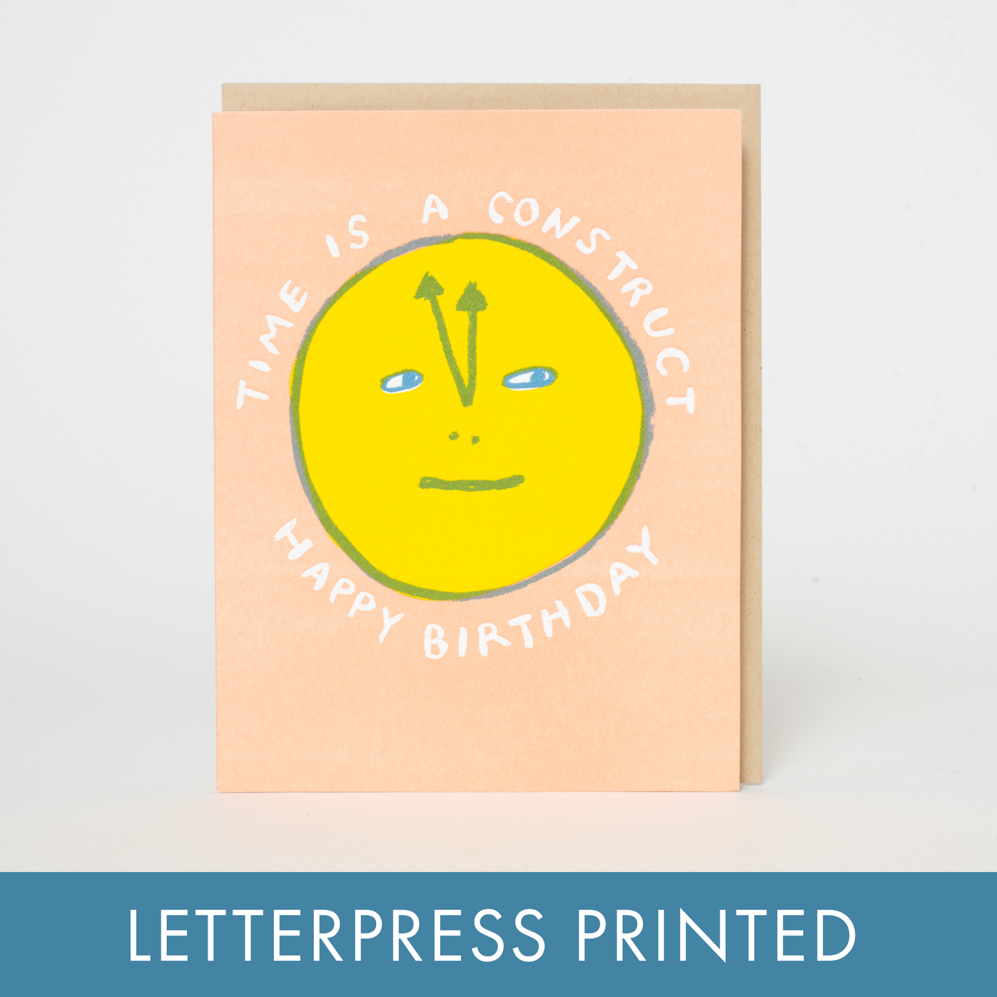 Punny Birthday Time is Fake Letterpress Greeting Card