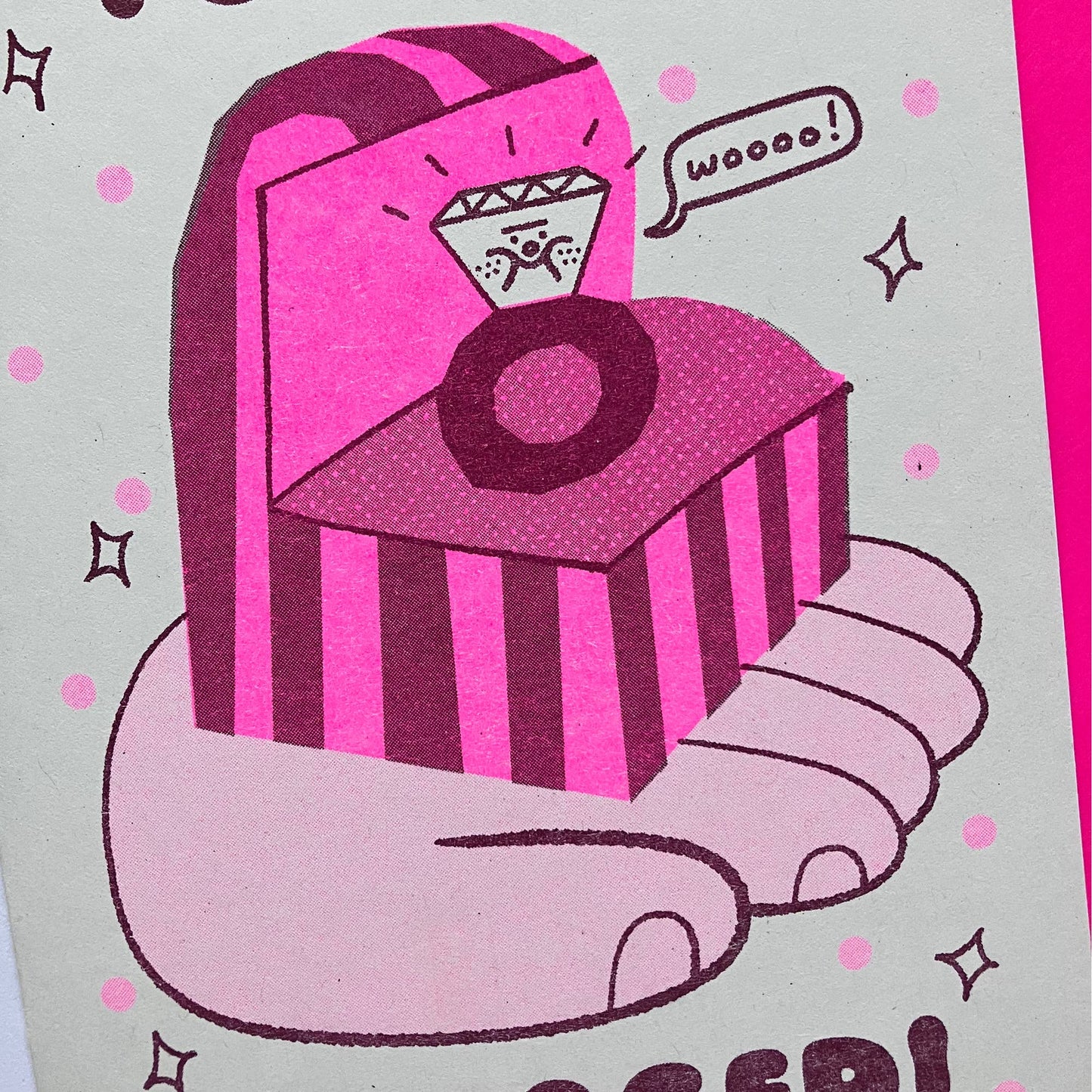 You got engaged! - A6 Riso Greetings Card  