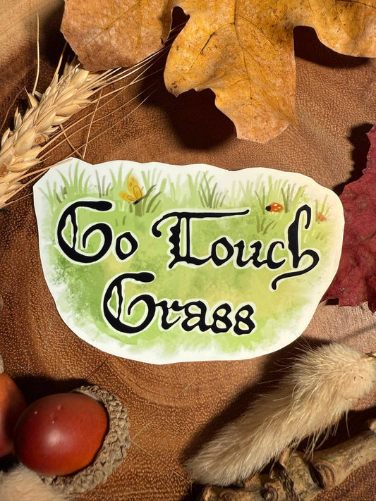 Go Touch Grass - Funny Sticker Medieval Vibes