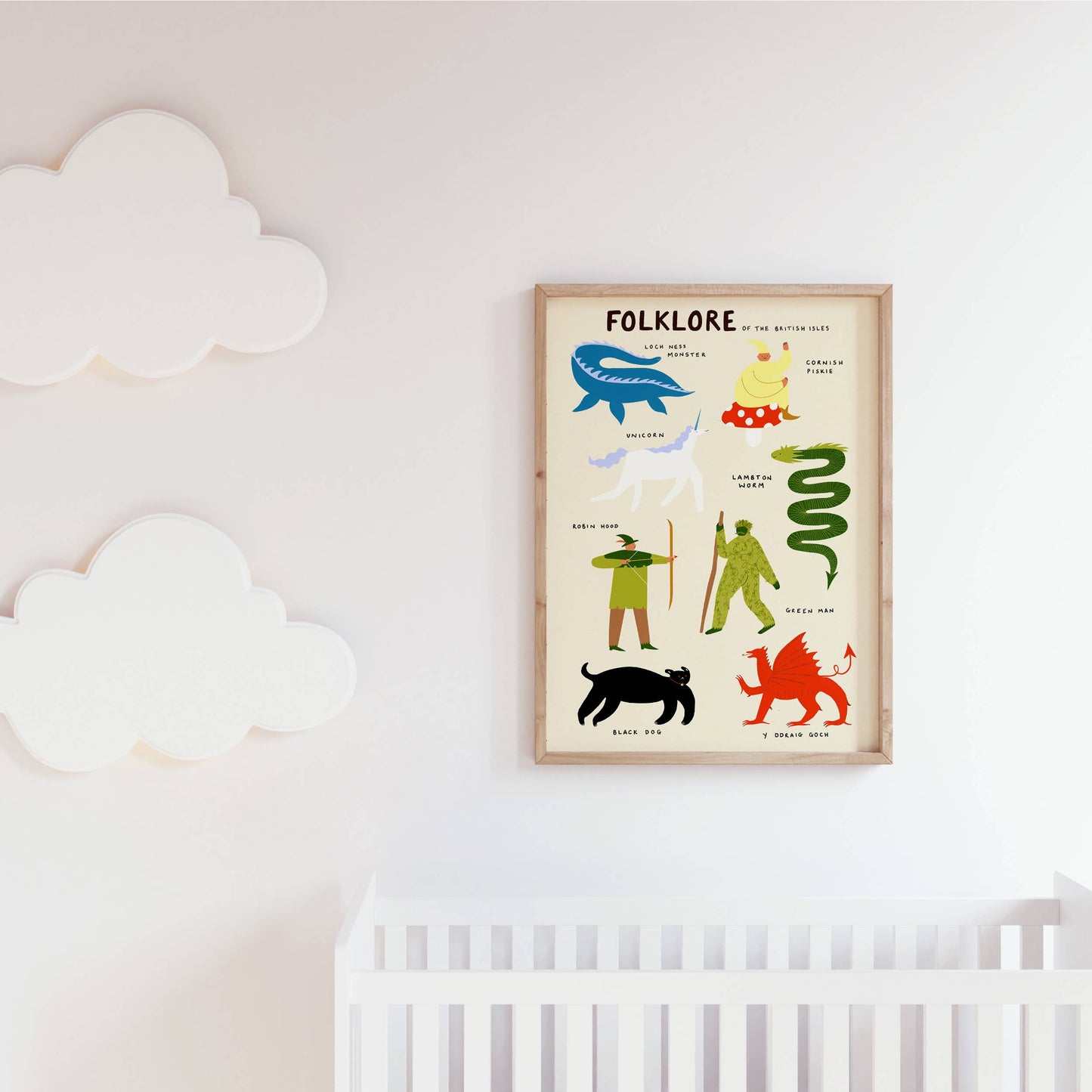 British Isles Folklore Creatures Art Print | Myths | Legends: A4