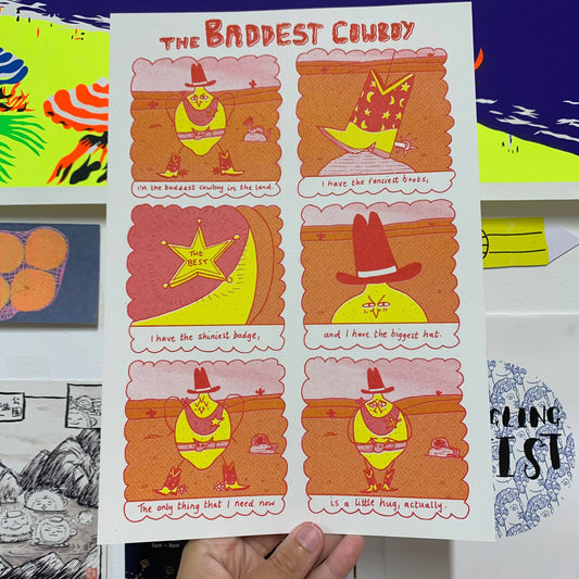 Baddest Cowboy Bitter Lemon Comic A4 Risograph Print