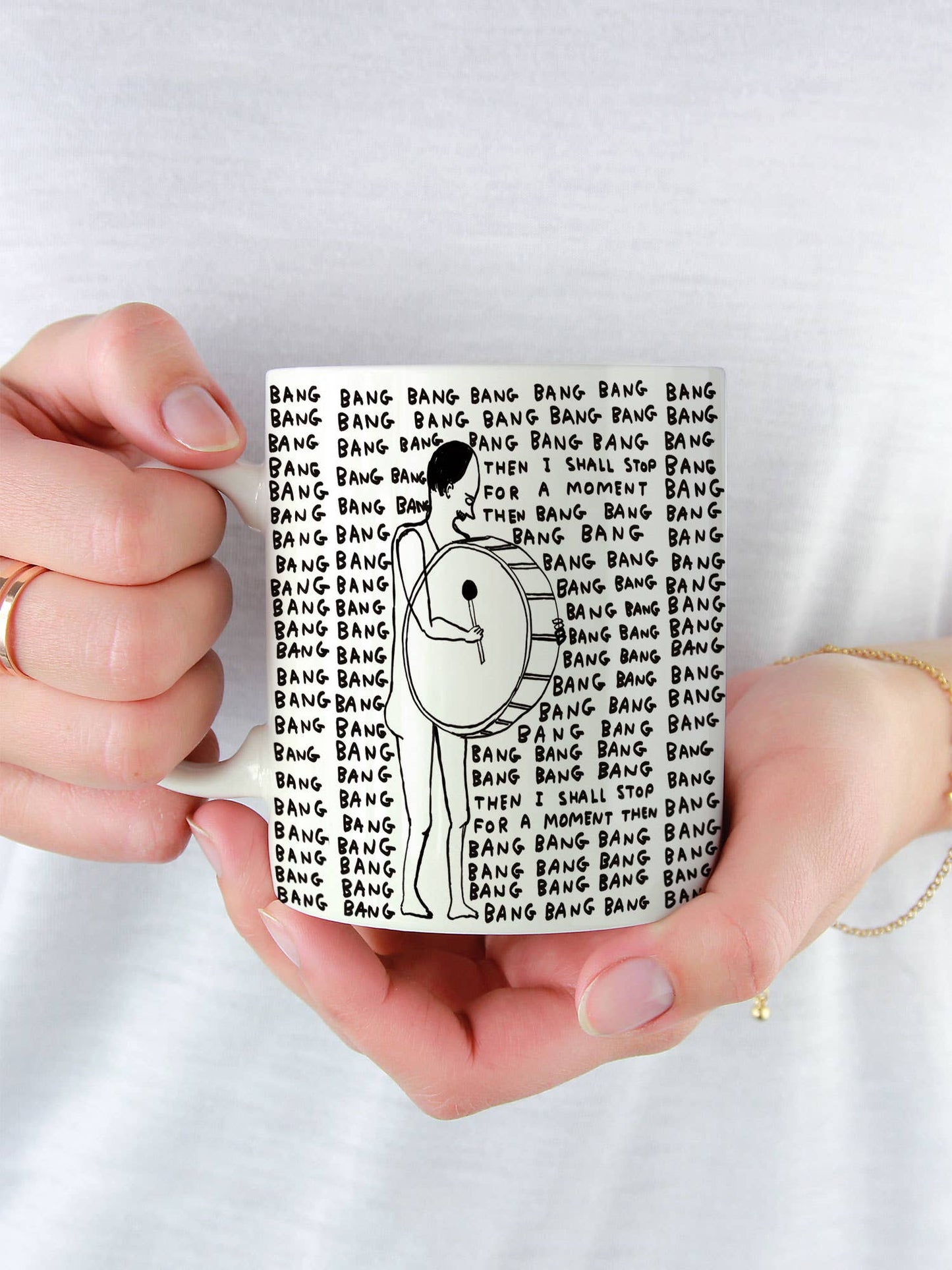 Funny Gift - Bang Bang Bang Mug by David Shrigley