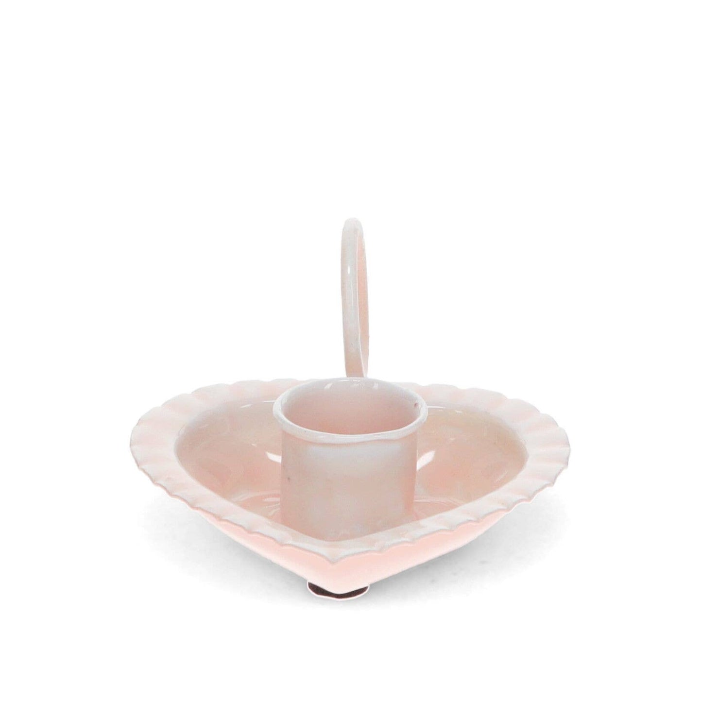 Enamel Heart-Shaped Chamberstick Candle Holder - Pink