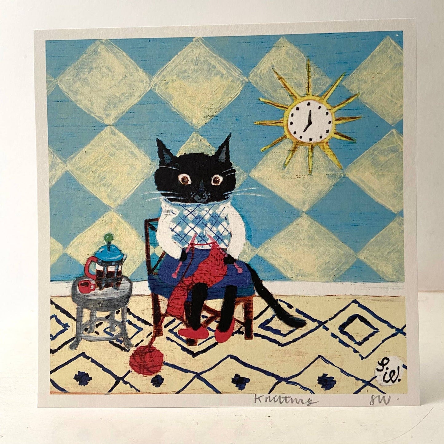Small square art print -knitting