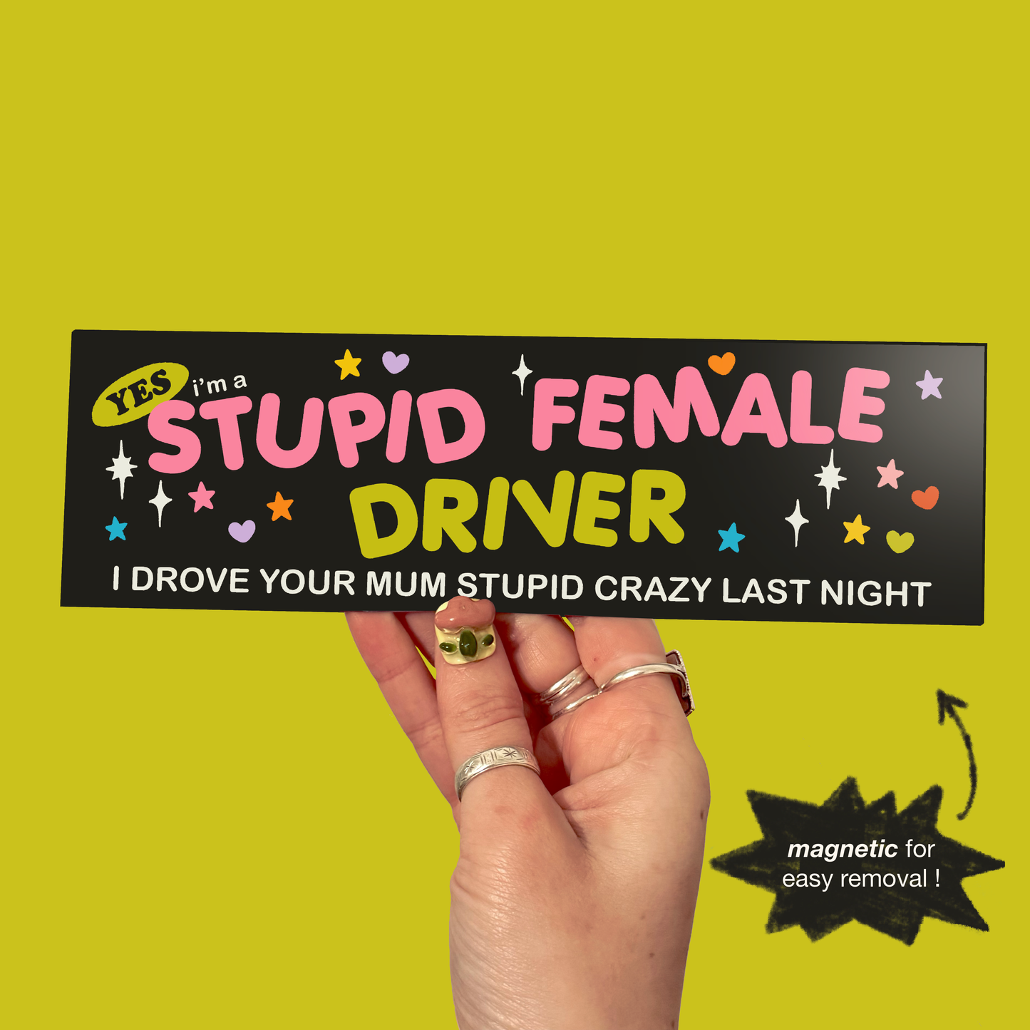 Stupid Female Driver Magnetic Bumper Sticker