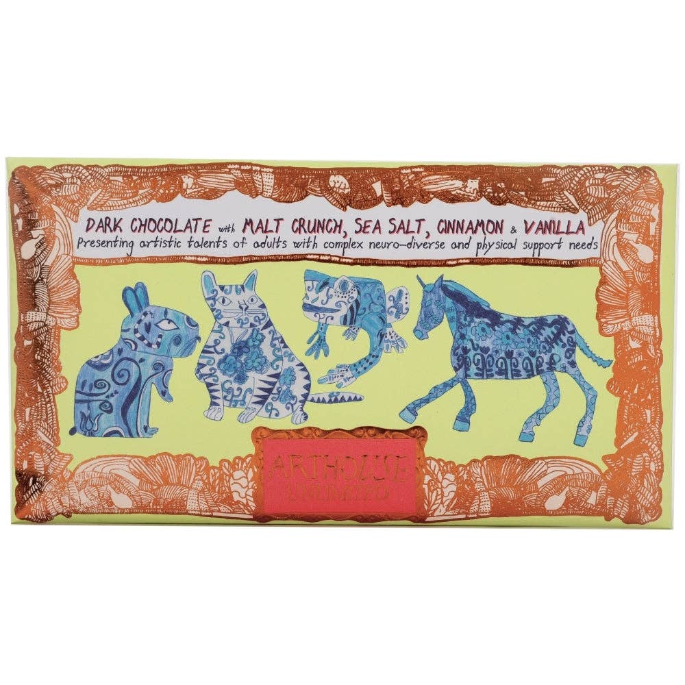 Magnificent & Mighty, Dark Chocolate with Malt Crunch, Sea Salt, Cinnamon and Vanilla