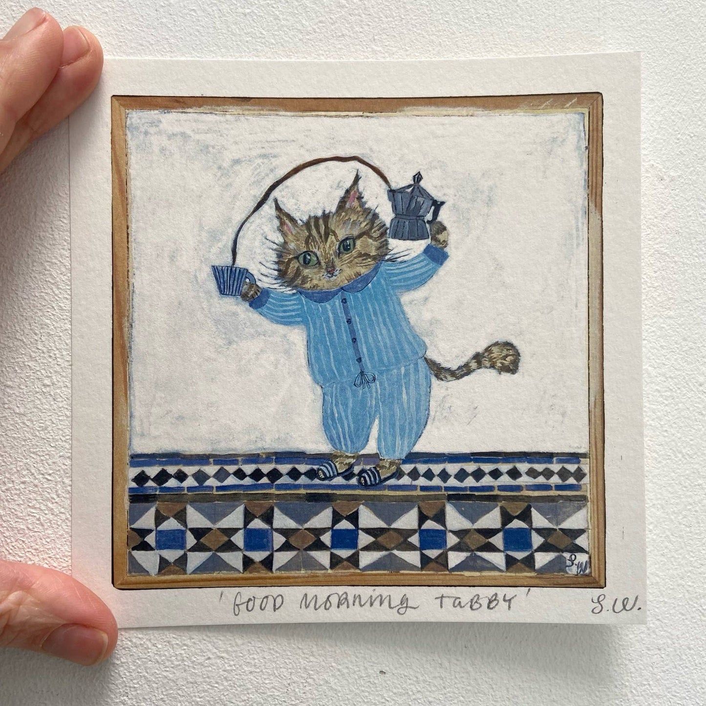 Small square art print -Good Morning Tabby