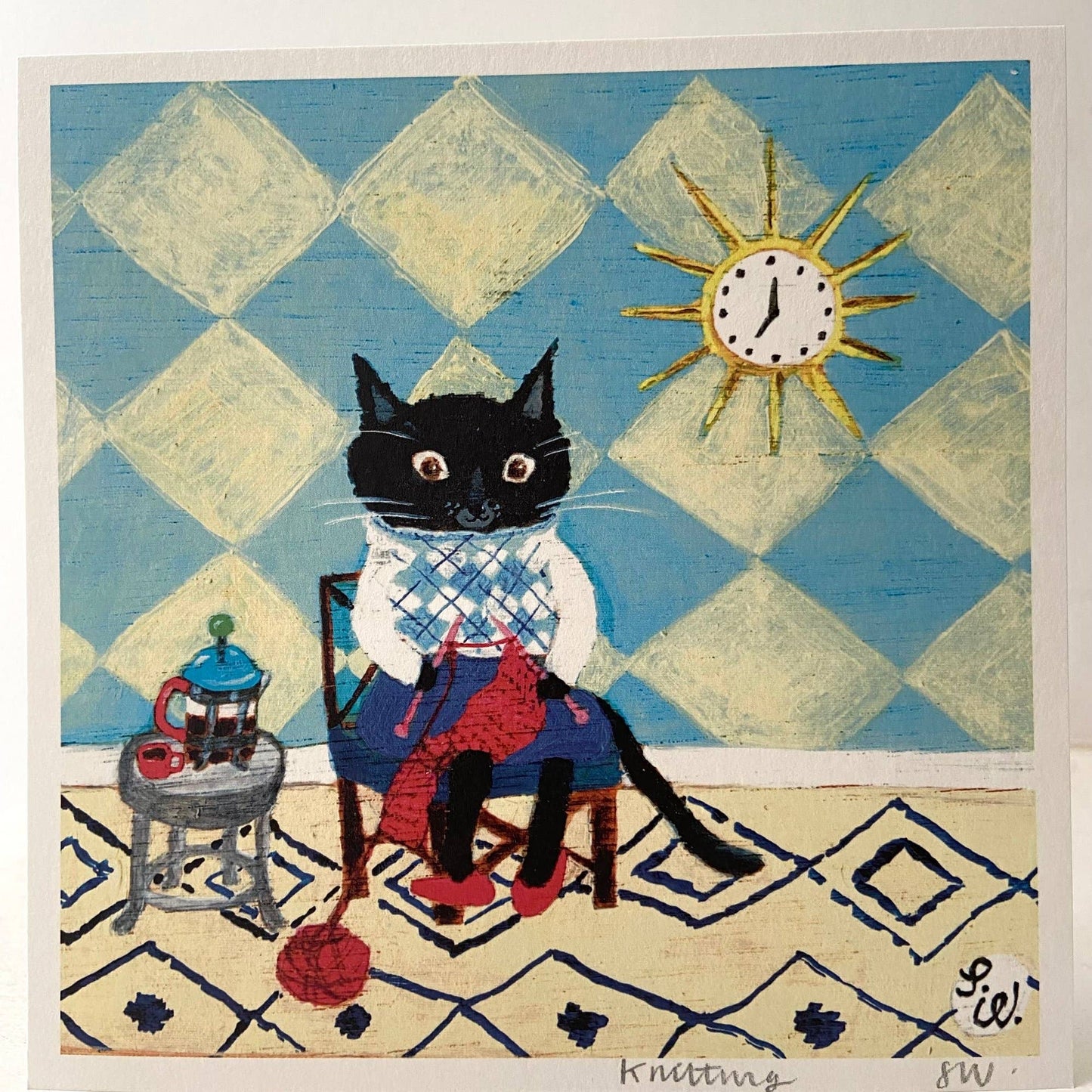 Small square art print -knitting
