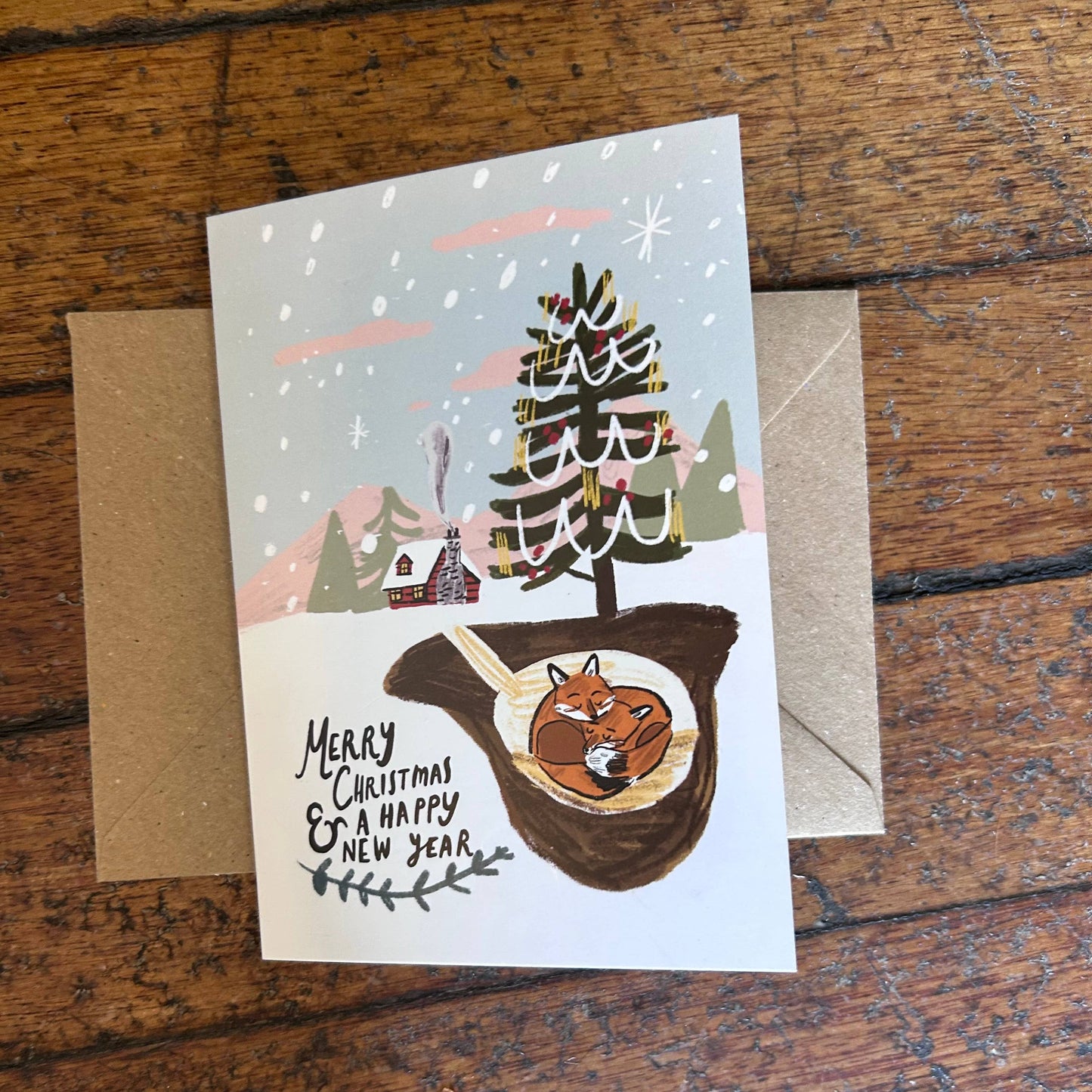 Merry Christmas foxes card
