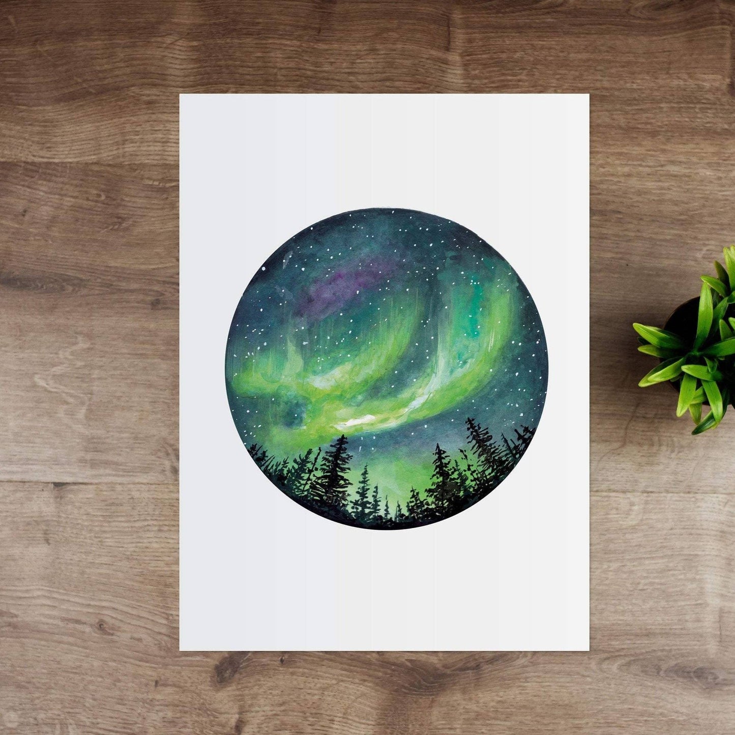 Northern Lights Giclée Watercolour Art Print: A3 (29.7 x 42cm)