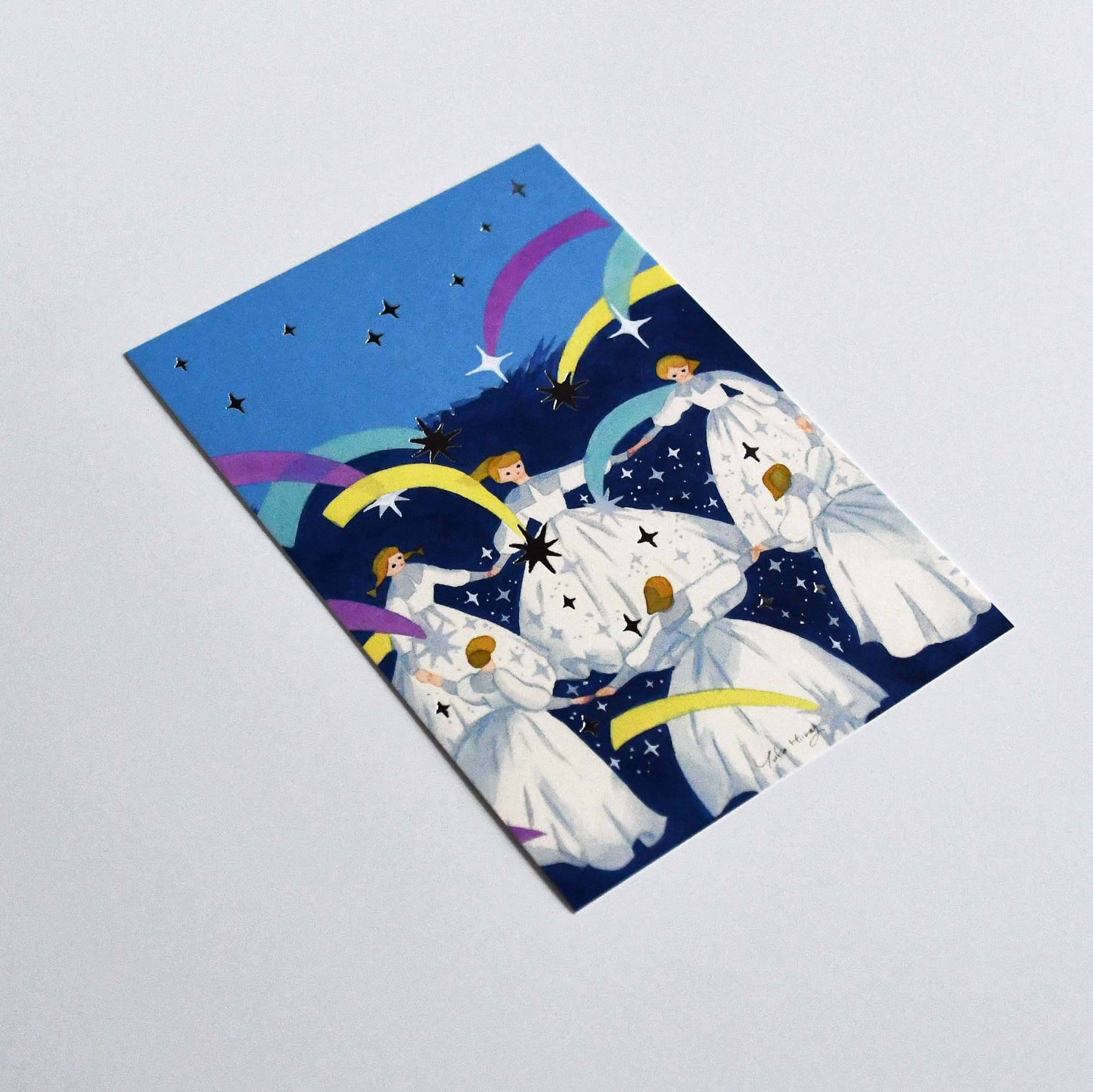 Yuka Hiragi Japanese illustrator Emboss Postcard - Collecting star