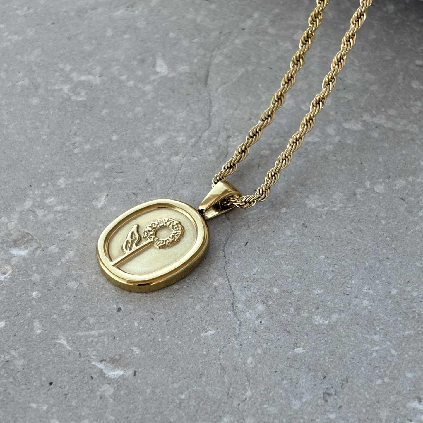 Tarnish Resistant Flower Wax Seal Pendant Necklace