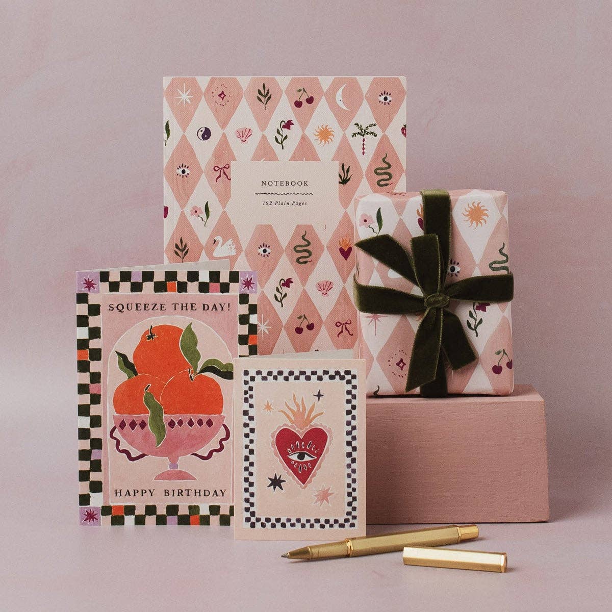 Blush Harlequin Notebook | Plain Page Journal | Notebooks