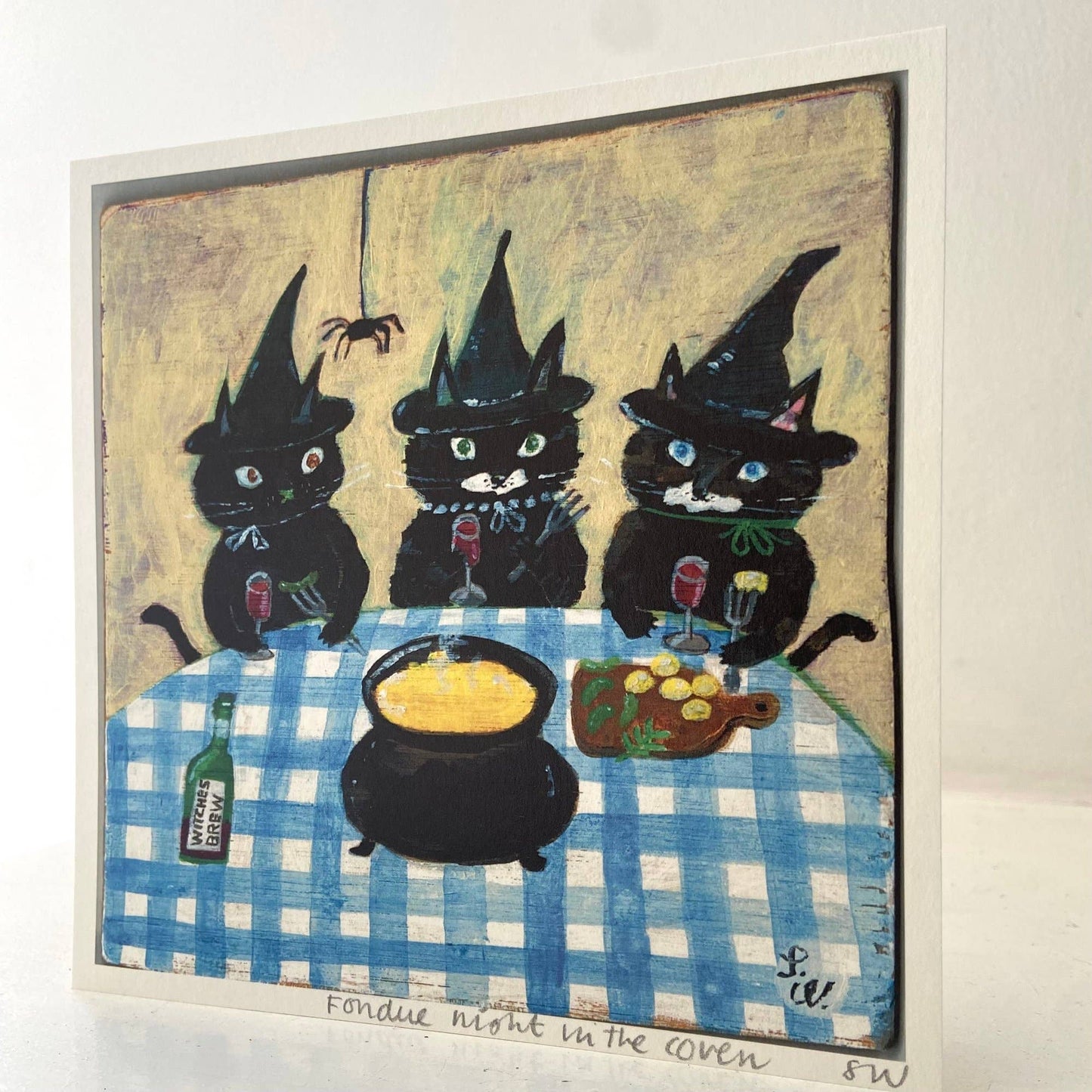 Small square art print -Fondue night with the coven