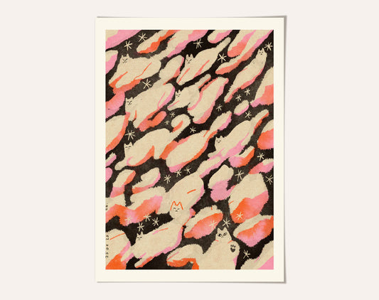 Flurry Cat Clouds A3 Art Print