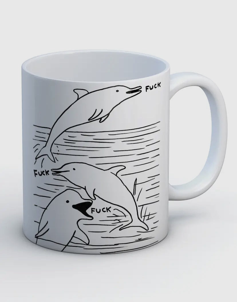 Dolphin Saying Fuck David Shrigley Mug