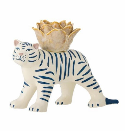 Sophie White Tiger Candle Holder