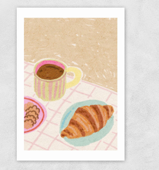 Coffee and A Croissant A3 Print