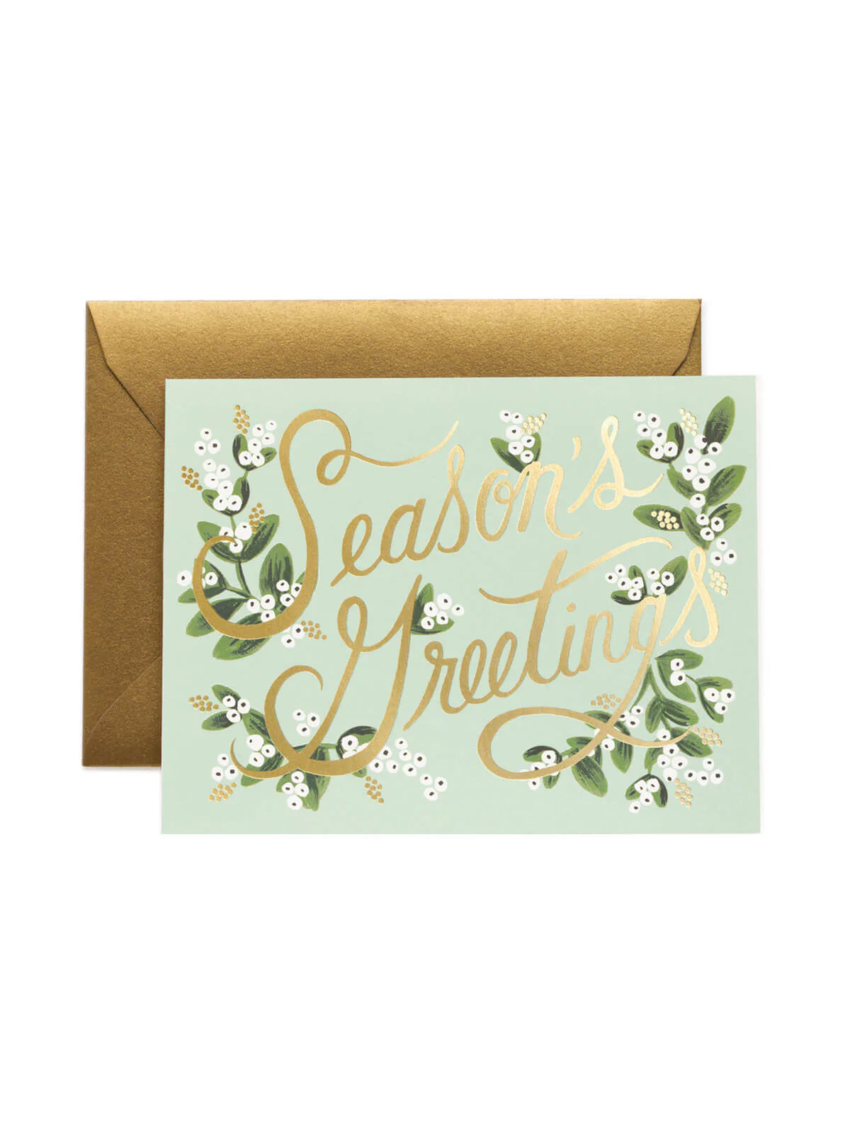 Gold Foiled Mistletoe Pack of 8 Christmas Cards