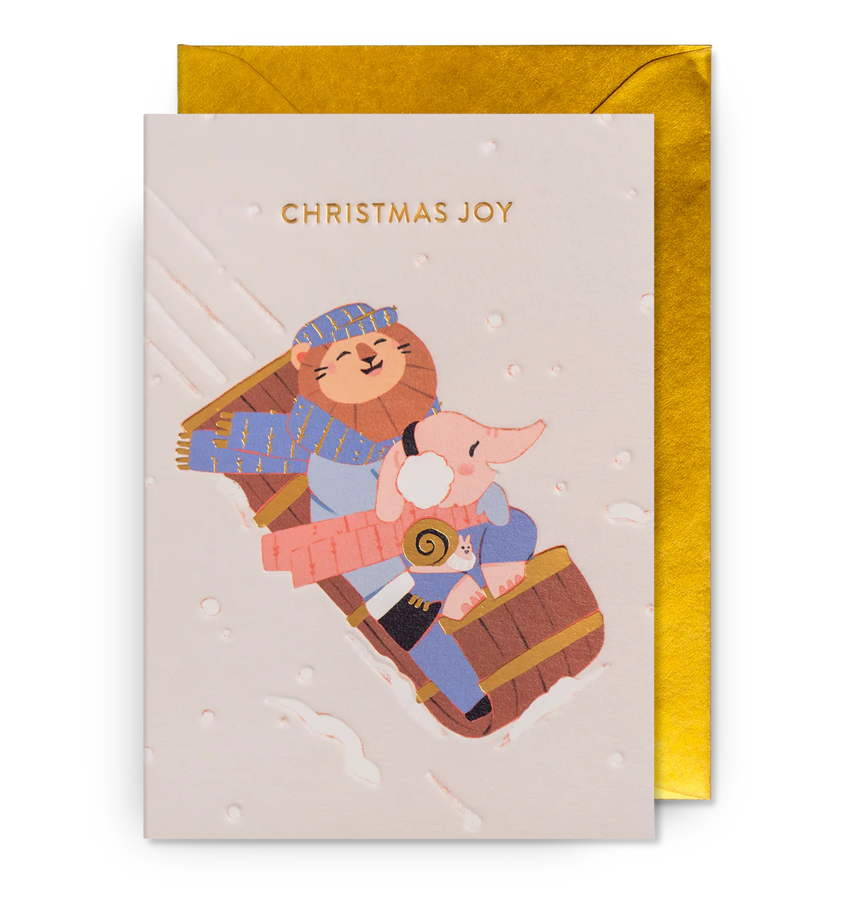 Kind friends sledging Christmas Card