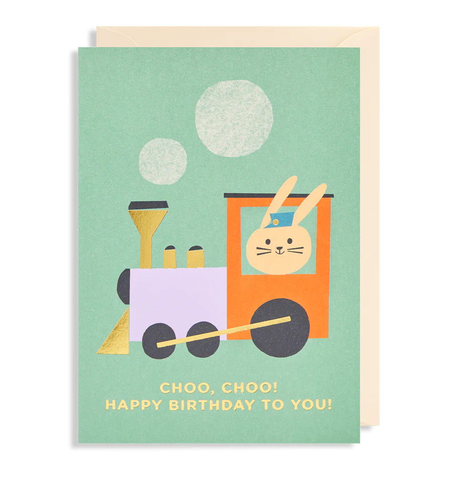 Choo Choo Bunny Birthday Card