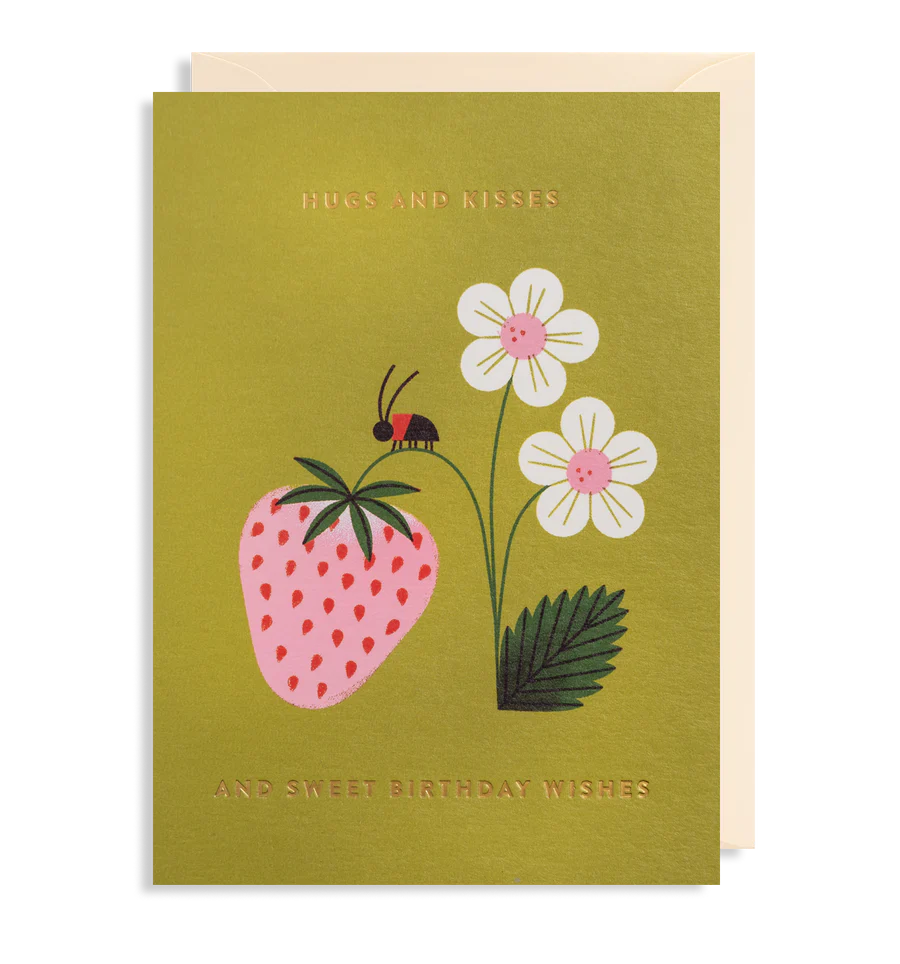 Hugs and Kisses Strawberry Birthday Card