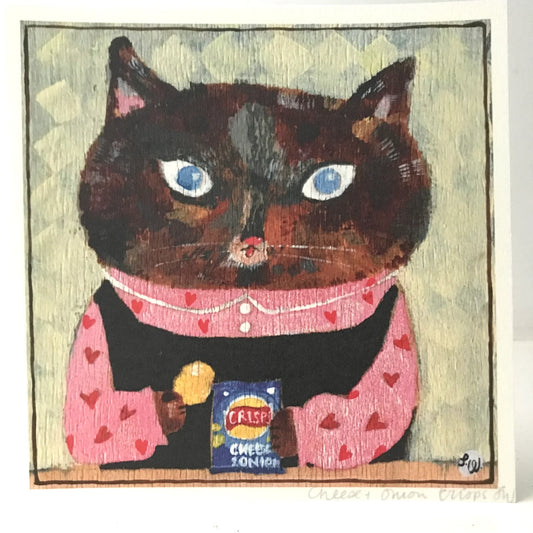 ‘Cheese & Onion’ Square Cat Art Print