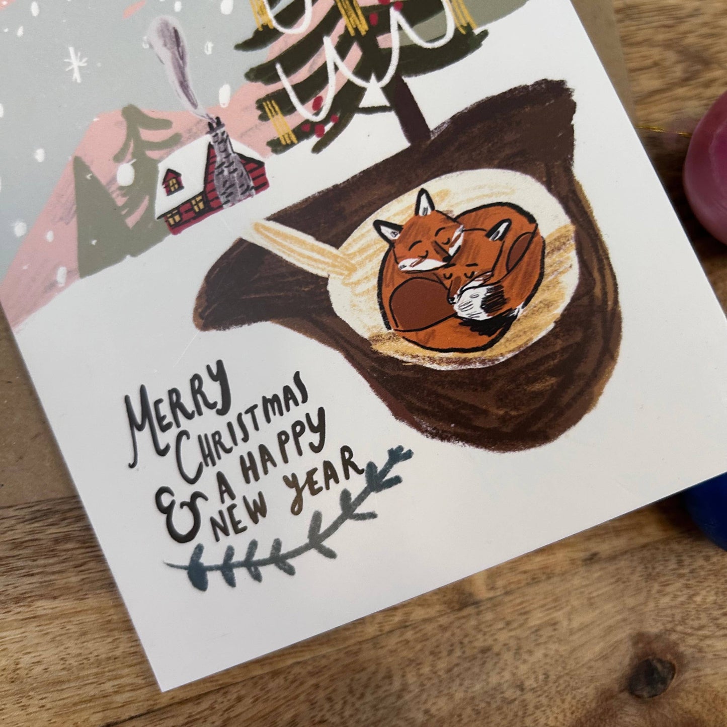 Merry Christmas foxes card