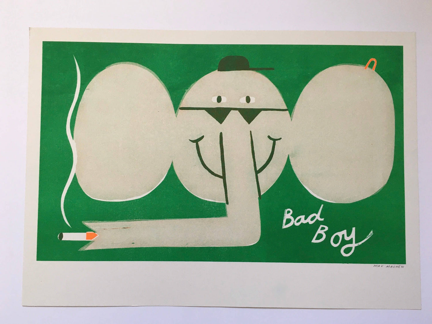 Bad Boy smoking elephant riso print (A3)
