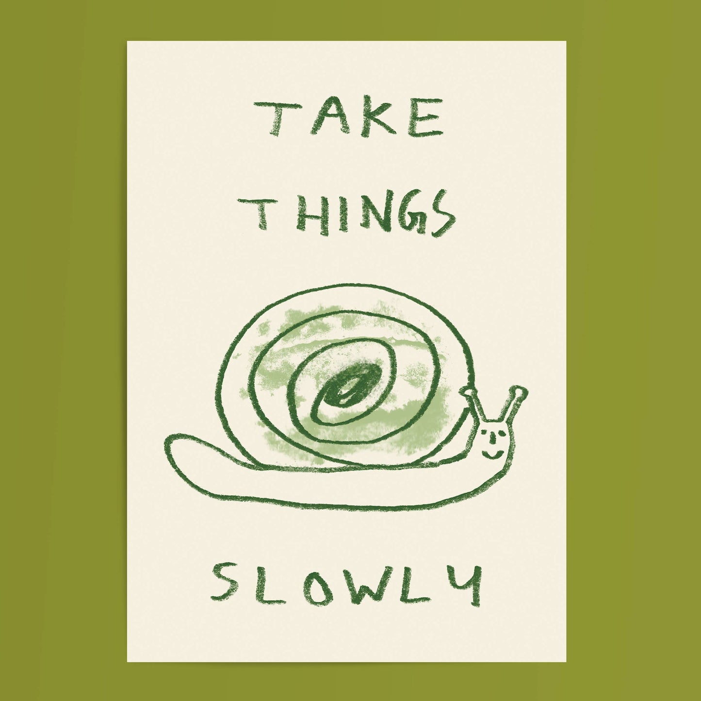 Take Things Slowly Snail Wall Art Print - Eco, Illustrated