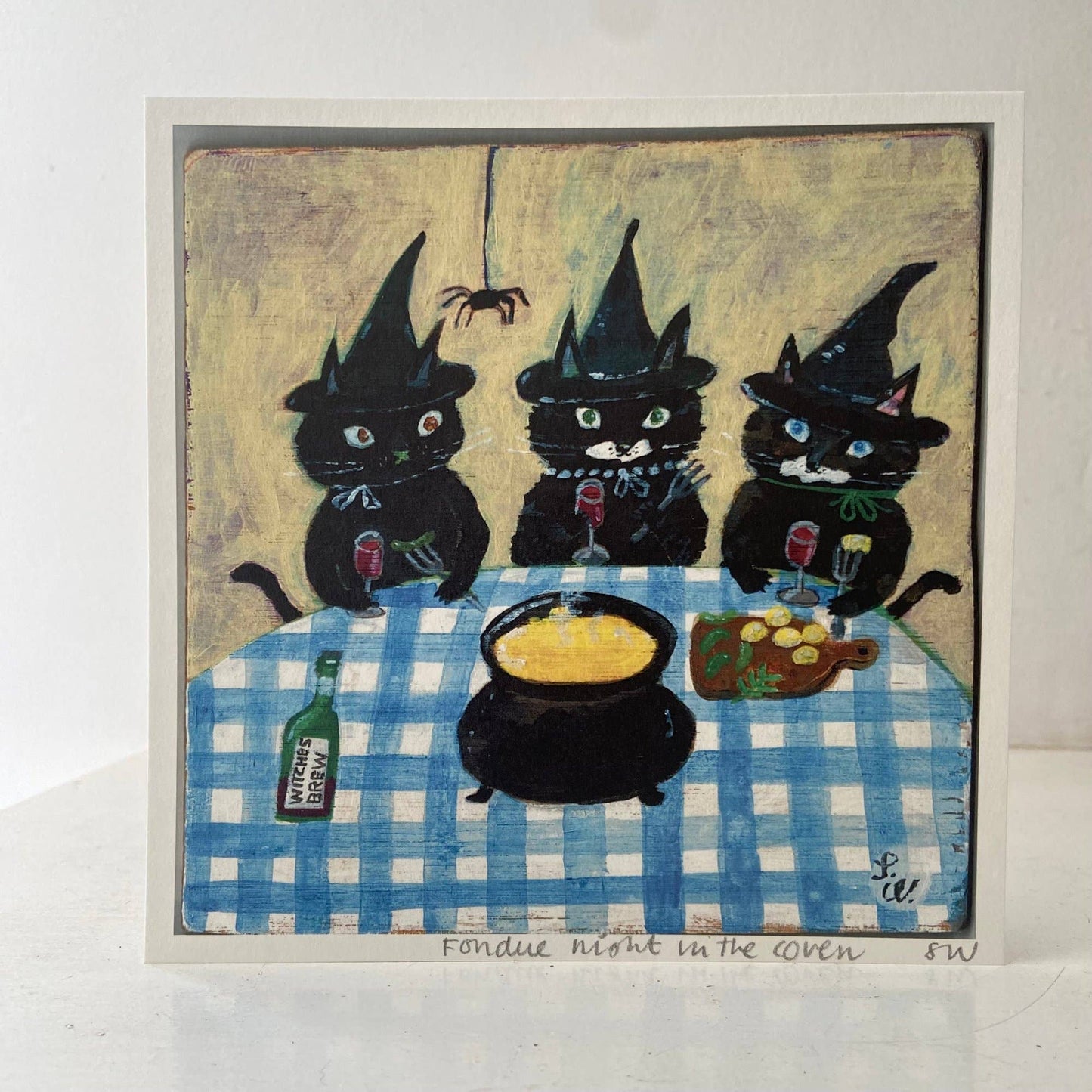Small square art print -Fondue night with the coven