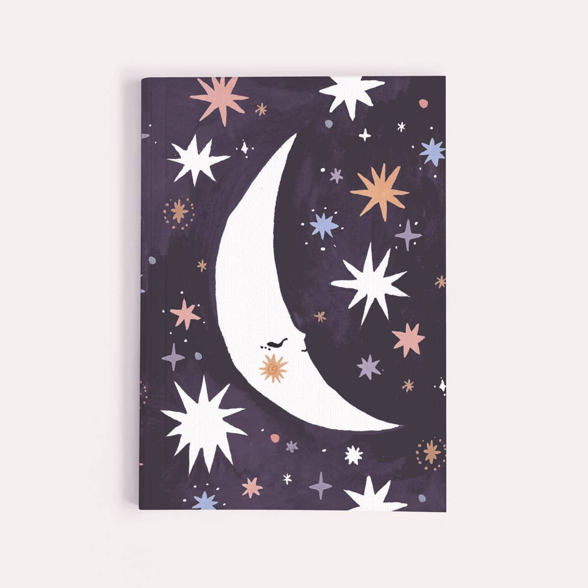 Sleeping Moon Pocket Notebook | Plain Page Mini Journal