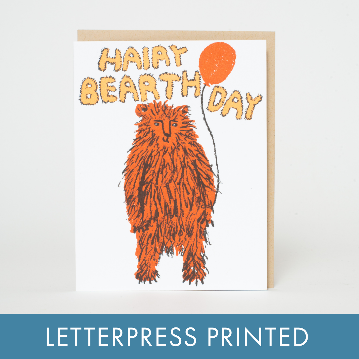 Birthday Bear Punny Letterpress Greeting Card