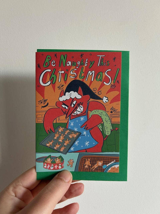 Be Naughty this Christmas Baker Devil A6 Christmas Card