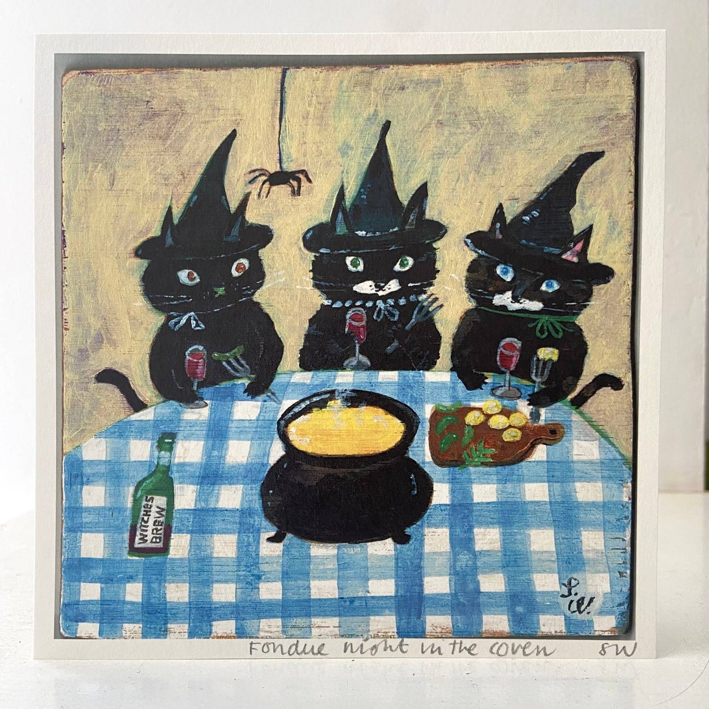 Small square art print -Fondue night with the coven