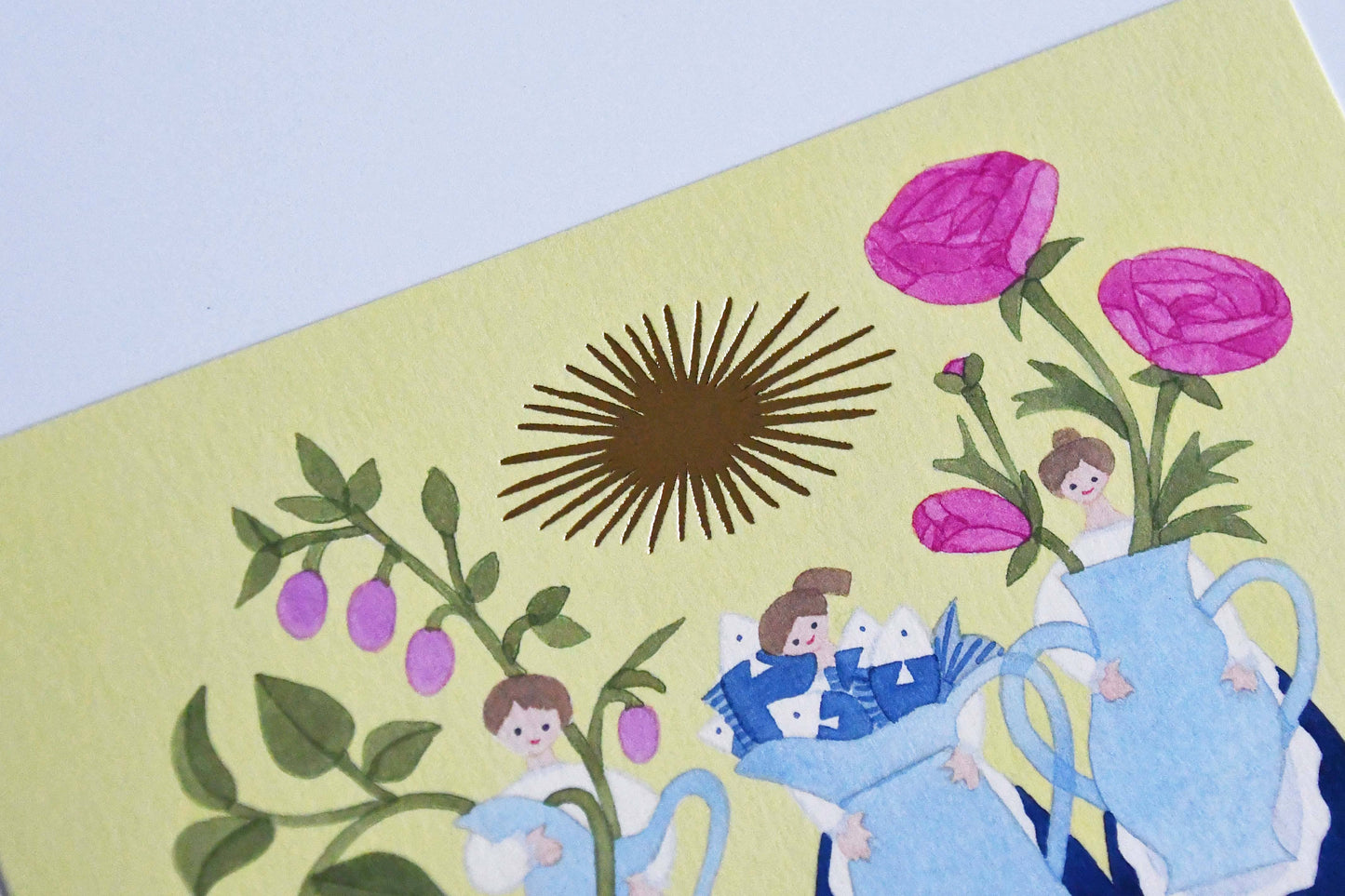 Yuka Hiragi Japanese illustrator Emboss Postcard - Rich fruits