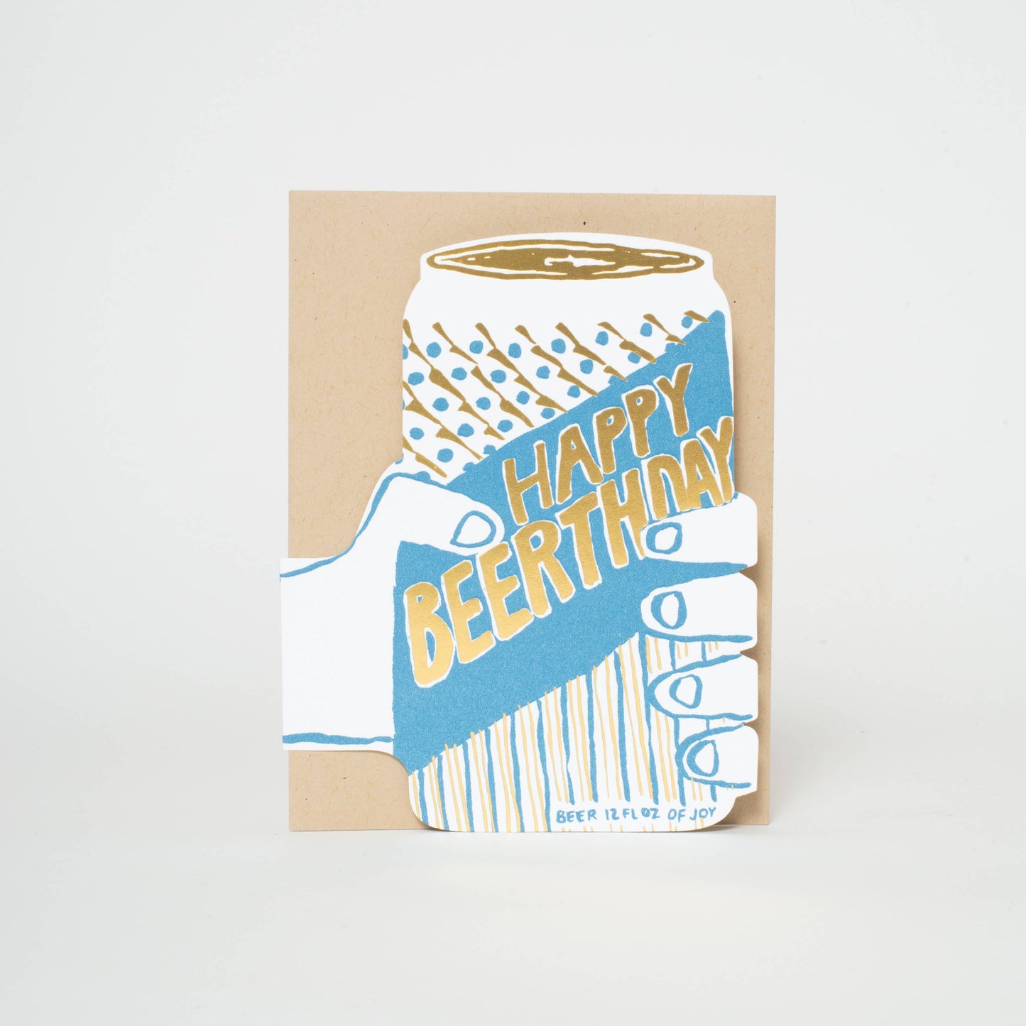 Beer Can Birthday Letterpress Greeting Card by