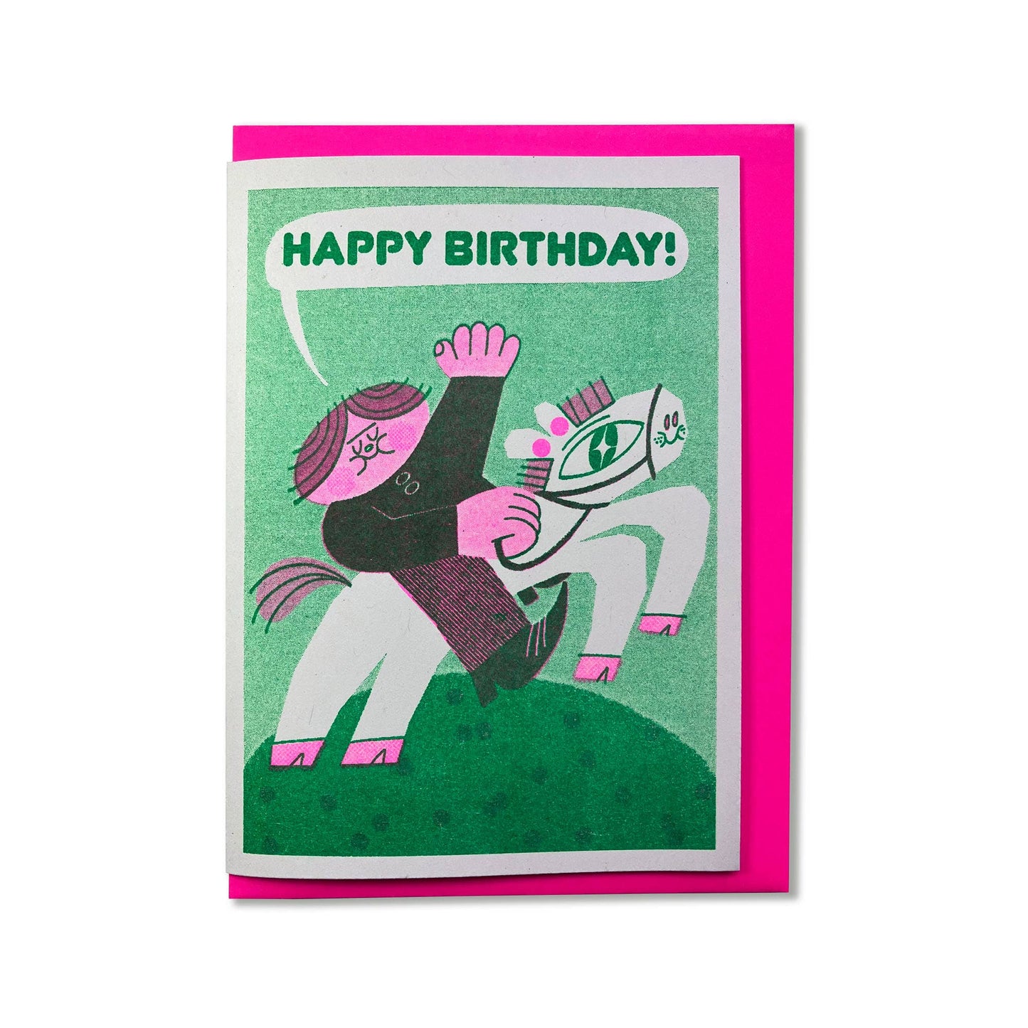 Horsey Birthday - A6 Riso Greetings Card