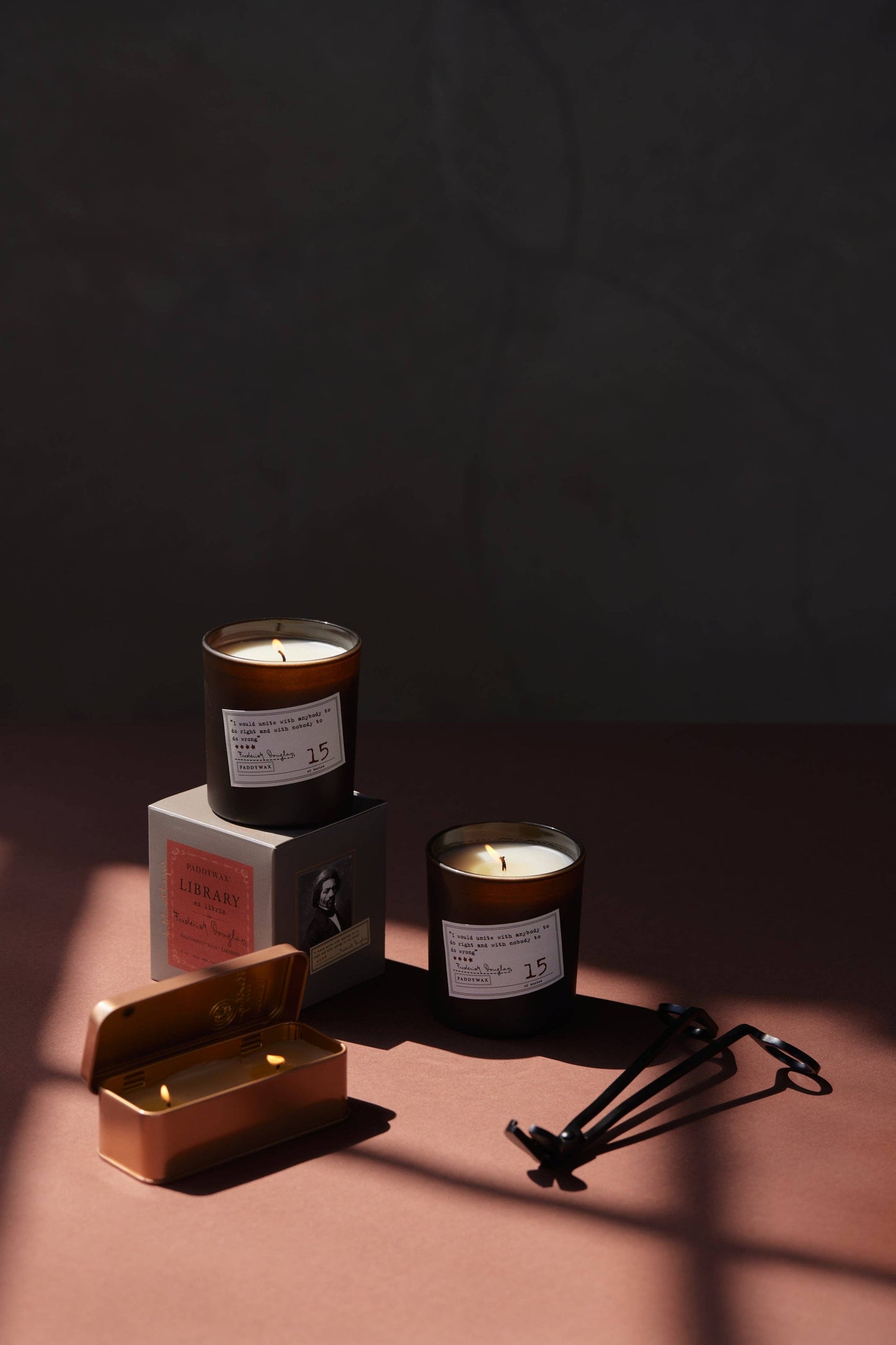 Paddywax Library Two Wick Travel Tin - Frederick Douglass