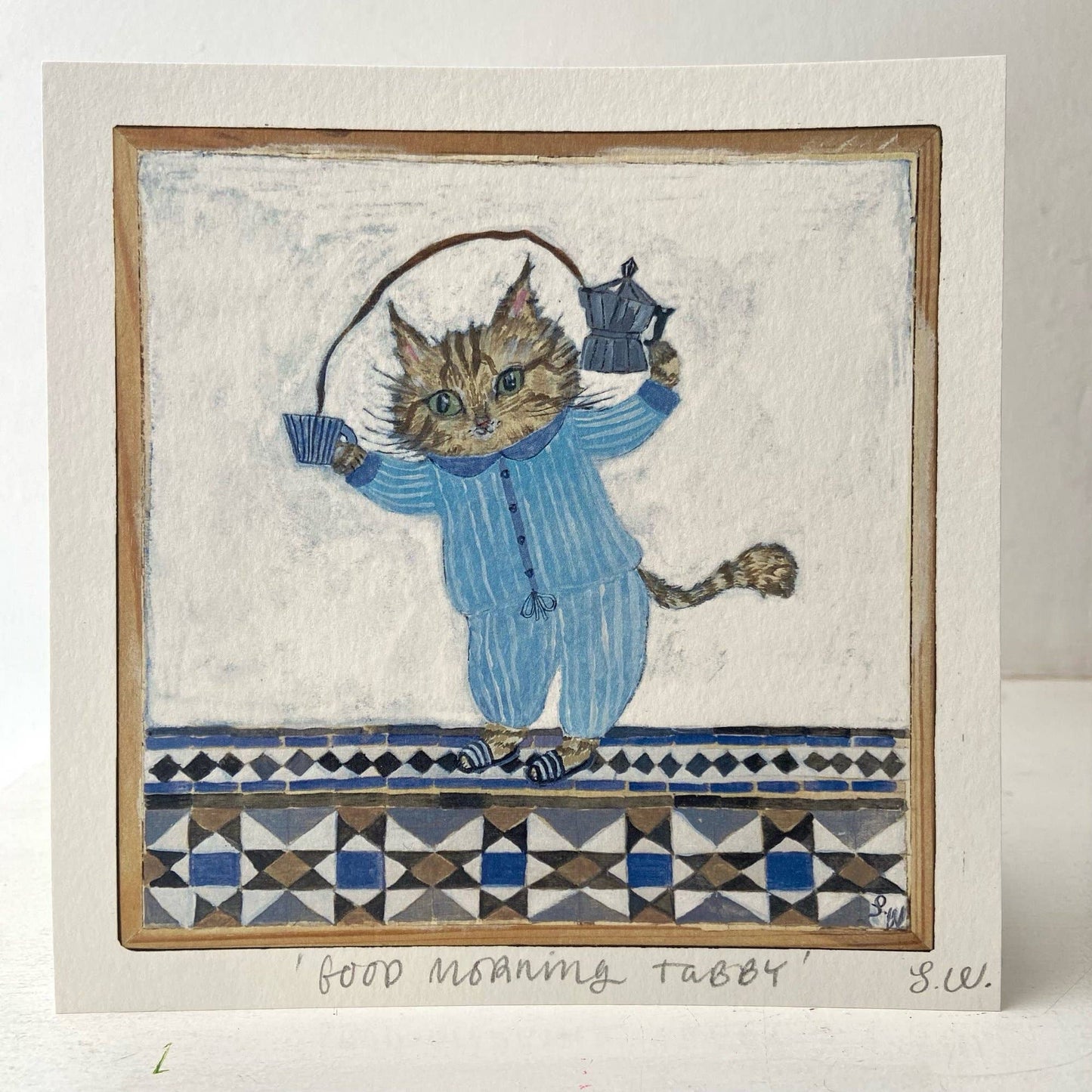Small square art print -Good Morning Tabby