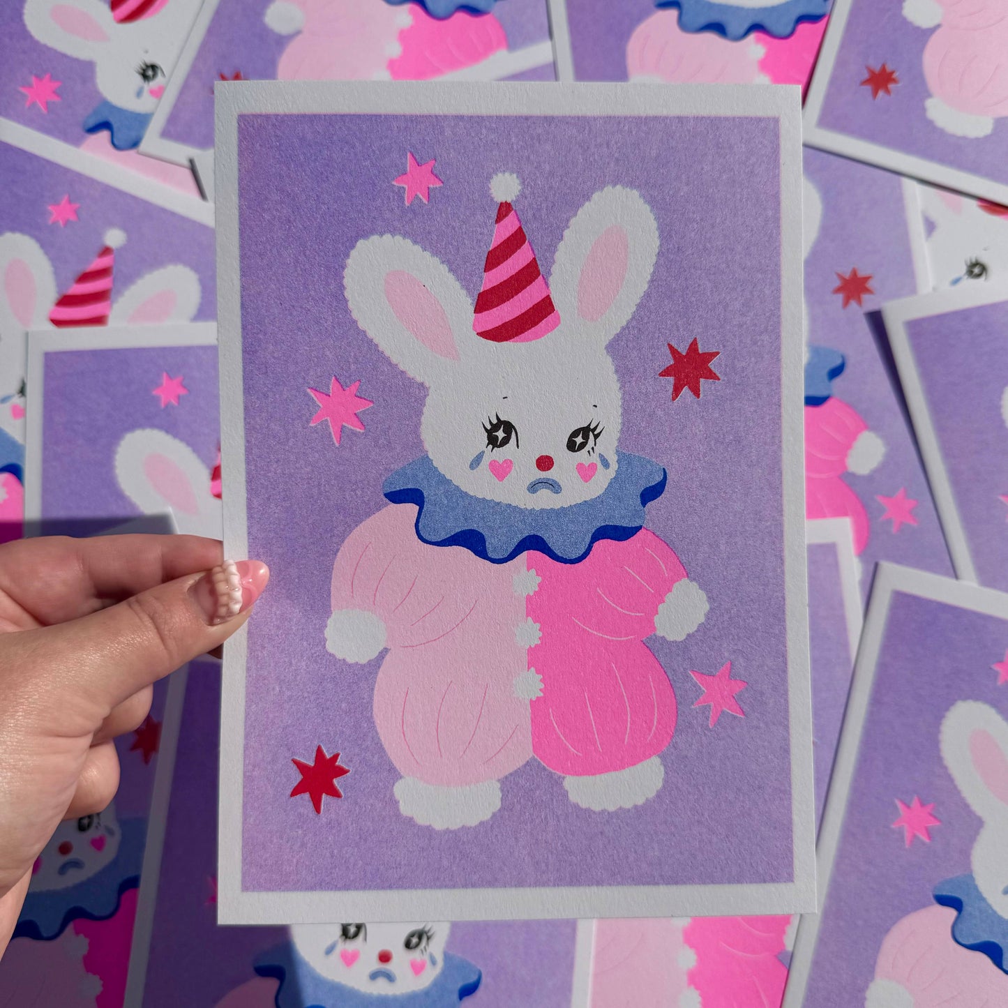 Clown Bunny A5 Risograph Print