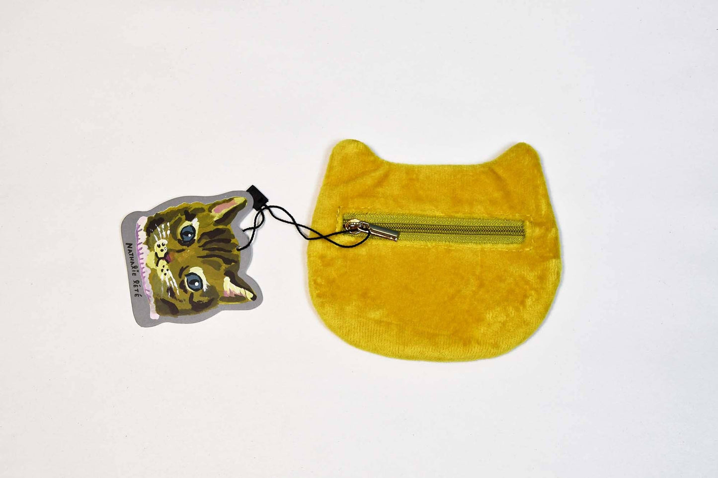 [Nathalie Lete] Embroidered Cat Face Pouch - Blue Eyes